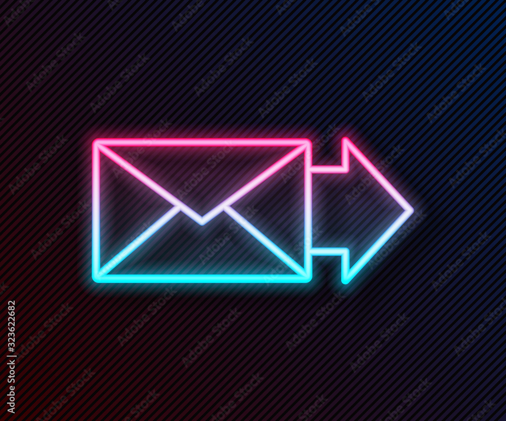Glowing neon line Envelope icon isolated on black background. Email message letter symbol. Vector Il