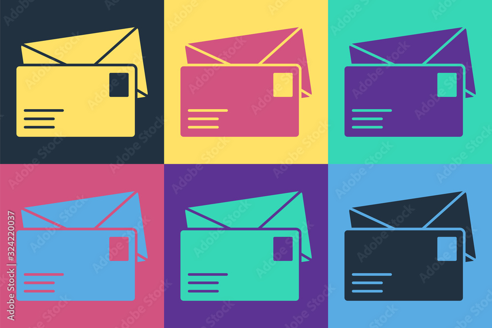 Pop art Envelope icon isolated on color background. Email message letter symbol. Vector Illustration