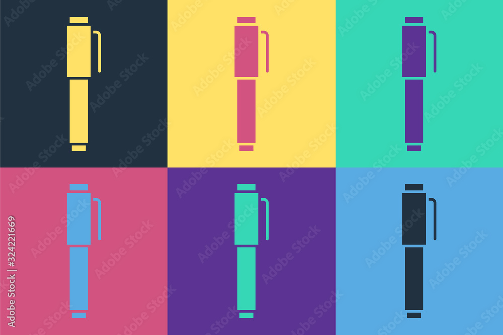 Pop art Pen icon isolated on color background. Vector Illustration