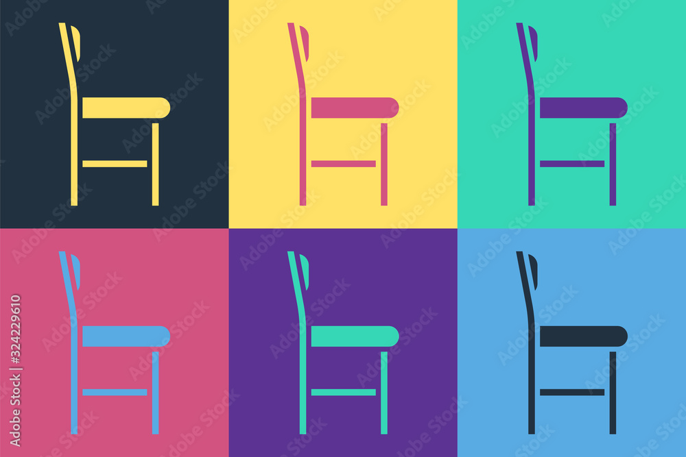 Pop art Chair icon isolated on color background. Vector Illustration