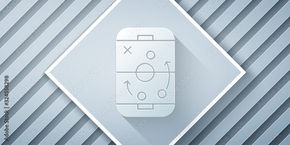 Paper cut Planning strategy concept icon isolated on grey background. Hockey cup formation and tacti