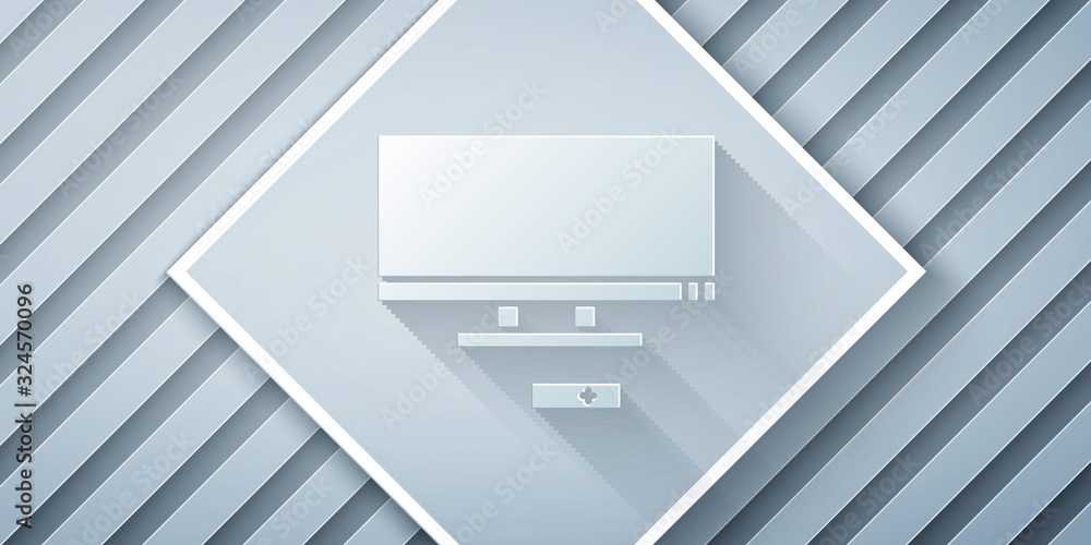 Paper cut Smart Tv icon isolated on grey background. Television sign. Paper art style. Vector Illust