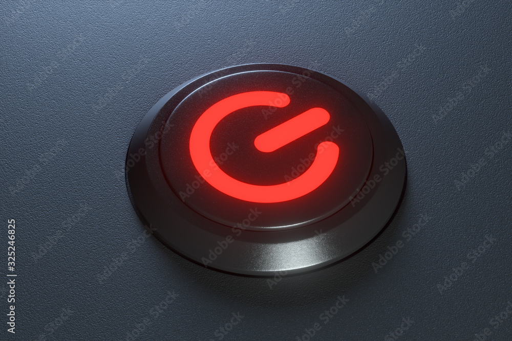 Button and switch with dark background,abstract conception ,3d rendering.