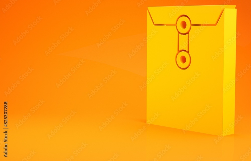 橙色背景上的黄色信封图标。电子邮件字母符号。极简主义概念。