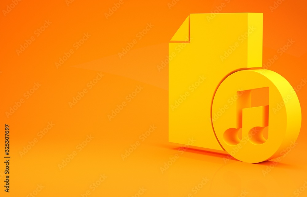 黄色音乐书，带有橙色背景上的音符图标。带有音符板的乐谱。Noteboo