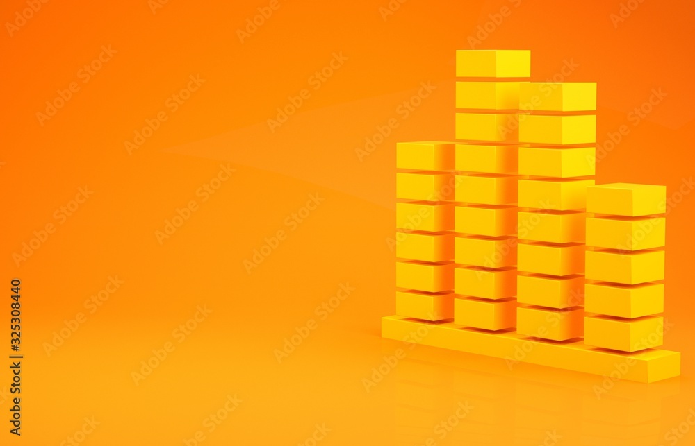 Yellow Music equalizer icon isolated on orange background. Sound wave. Audio digital equalizer techn