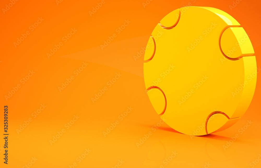 黄色橡胶游泳圈图标隔离在橙色背景上。救生漂浮救生圈
