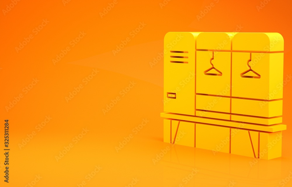 Yellow Locker or changing room for hockey, football, basketball team or workers icon isolated on ora