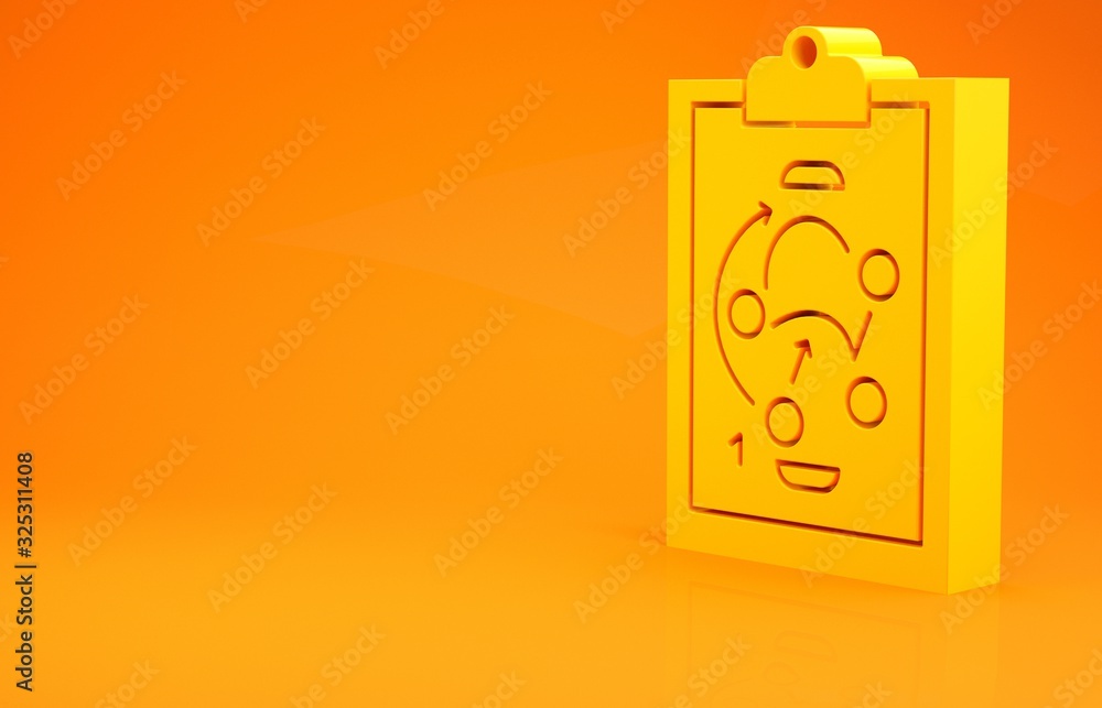 黄色规划战略概念图标隔离在橙色背景上。冰球杯的形成和战术