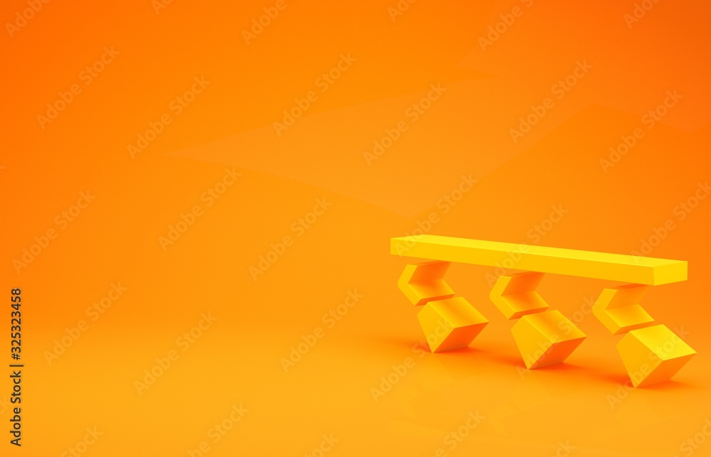 黄色Led轨道灯和聚光灯图标隔离在橙色背景上。极简主义con