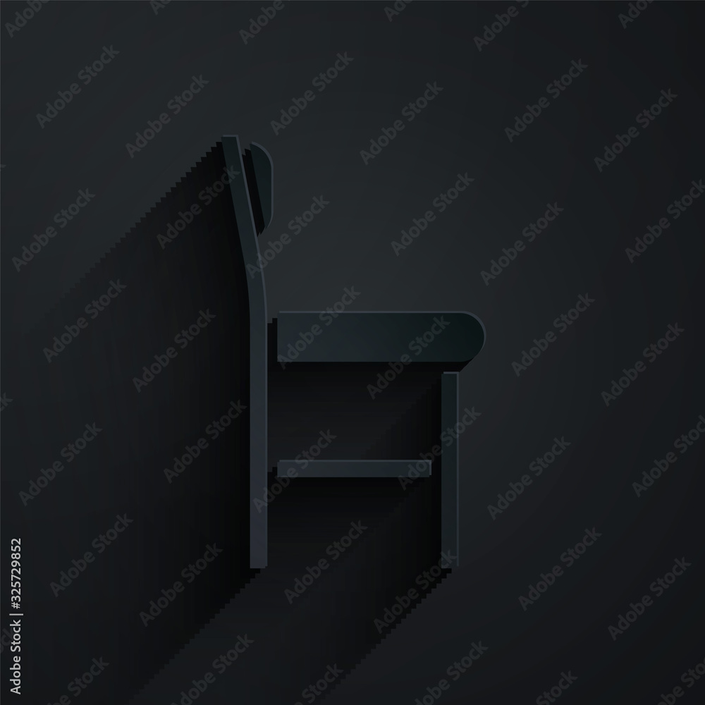 黑色背景上的剪纸椅子图标。纸艺风格。矢量插图