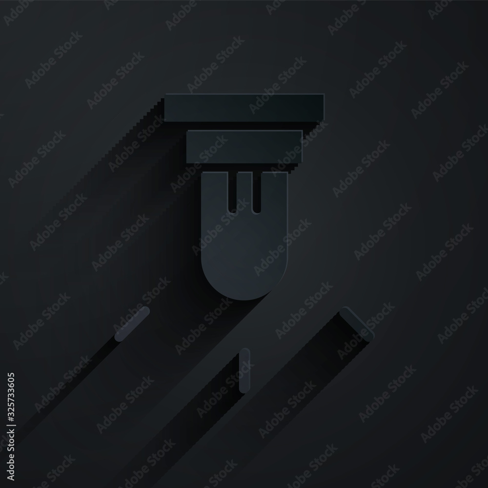 Paper cut Motion sensor icon isolated on black background. Paper art style. Vector Illustration