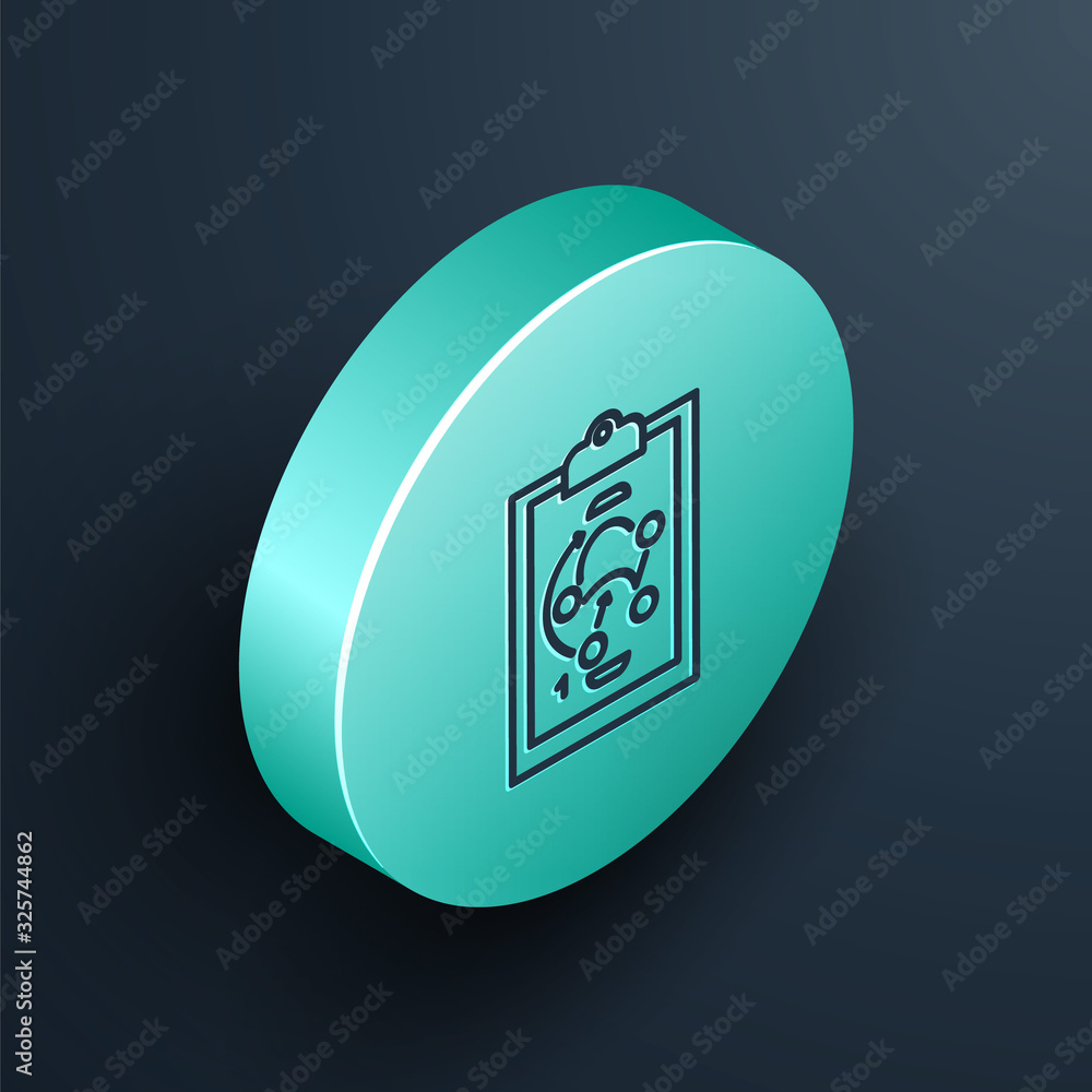 Isometric line Planning strategy concept icon isolated on black background. Hockey cup formation and