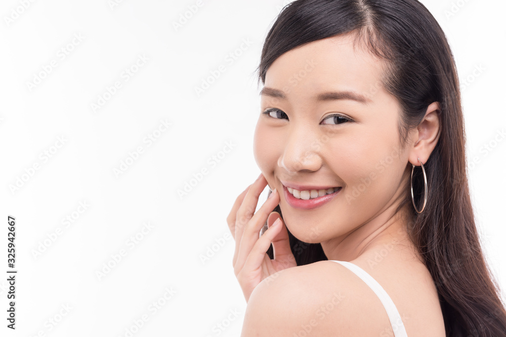 Asian woman with beauty face and perfect skin