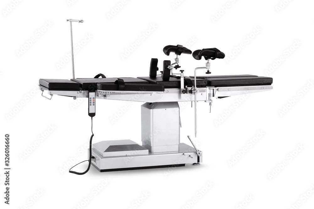 移动手术台，隔离在白色背景上。医疗设备