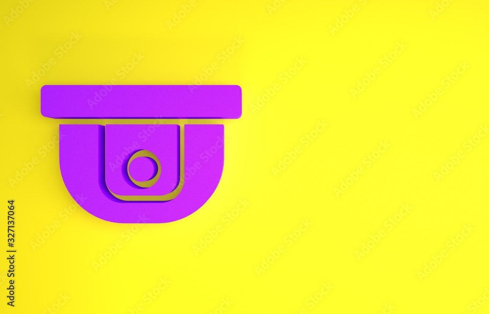 Purple Motion sensor icon isolated on yellow background. Minimalism concept. 3d illustration 3D rend