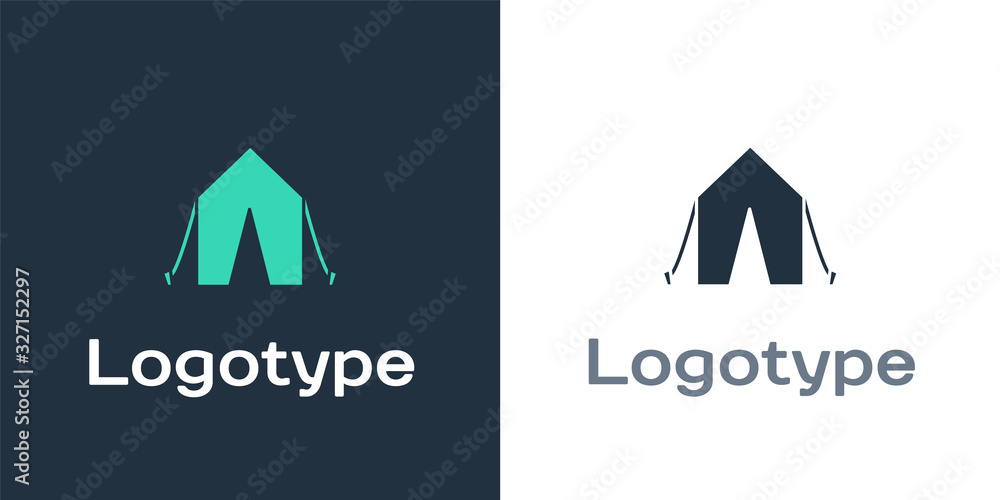 Logotype Tourist tent icon isolated on white background. Camping symbol. Logo design template elemen