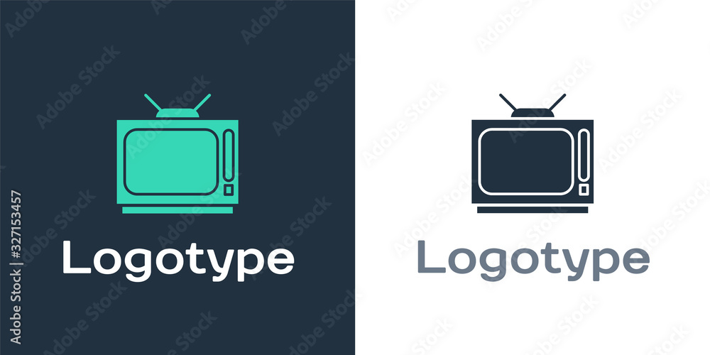 标志类型复古电视图标隔离在白色背景上。电视标志。标志设计模板元素。
