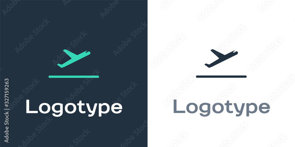 标志类型白色背景上隔离的飞机起飞图标。飞机运输符号。标志设计项目