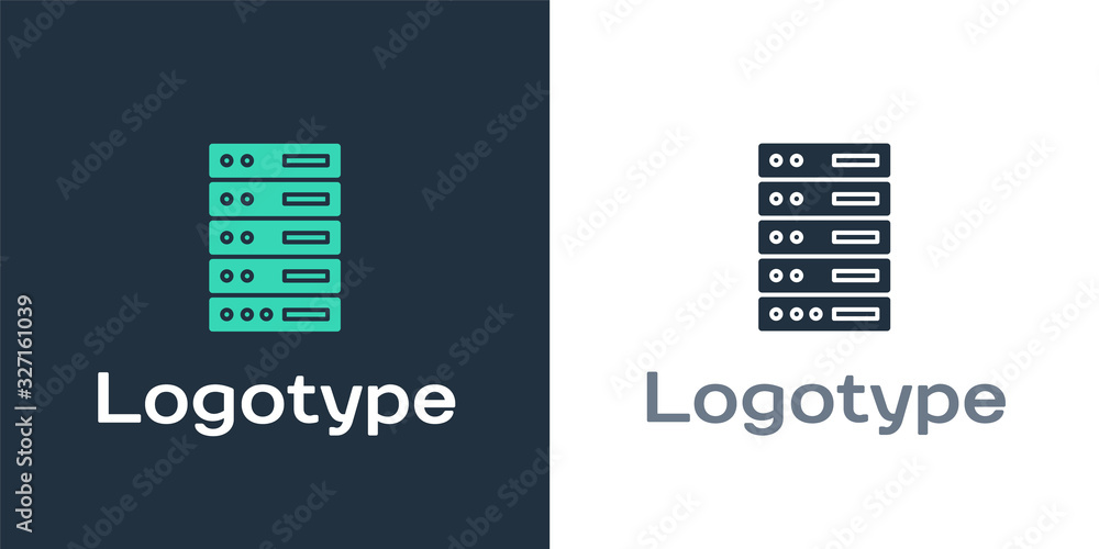 Logotype Server, Data, Web Hosting icon isolated on white background. Logo design template element. 