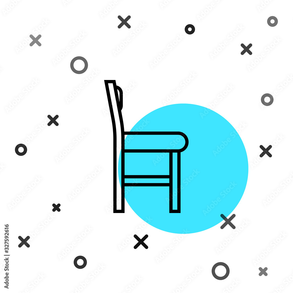 黑色线条椅子图标隔离在白色背景上。随机动态形状。矢量插图