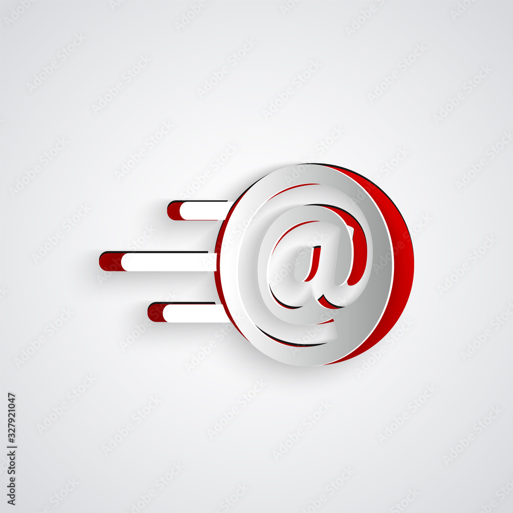 灰色背景上隔离的剪纸邮件和电子邮件图标。信封符号电子邮件。电子邮件信息si