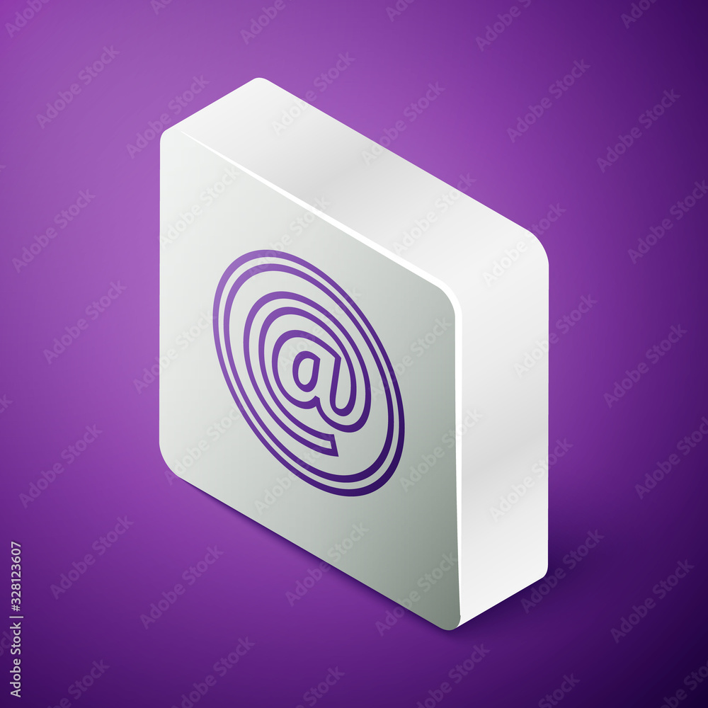 等距线邮件和电子邮件图标隔离在紫色背景上。信封符号电子邮件。电子邮件mes
