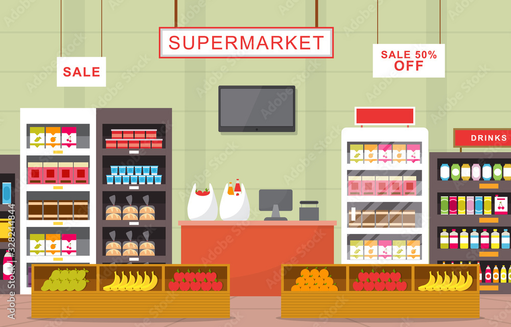 超市杂货货架店零售店商场内部平面图