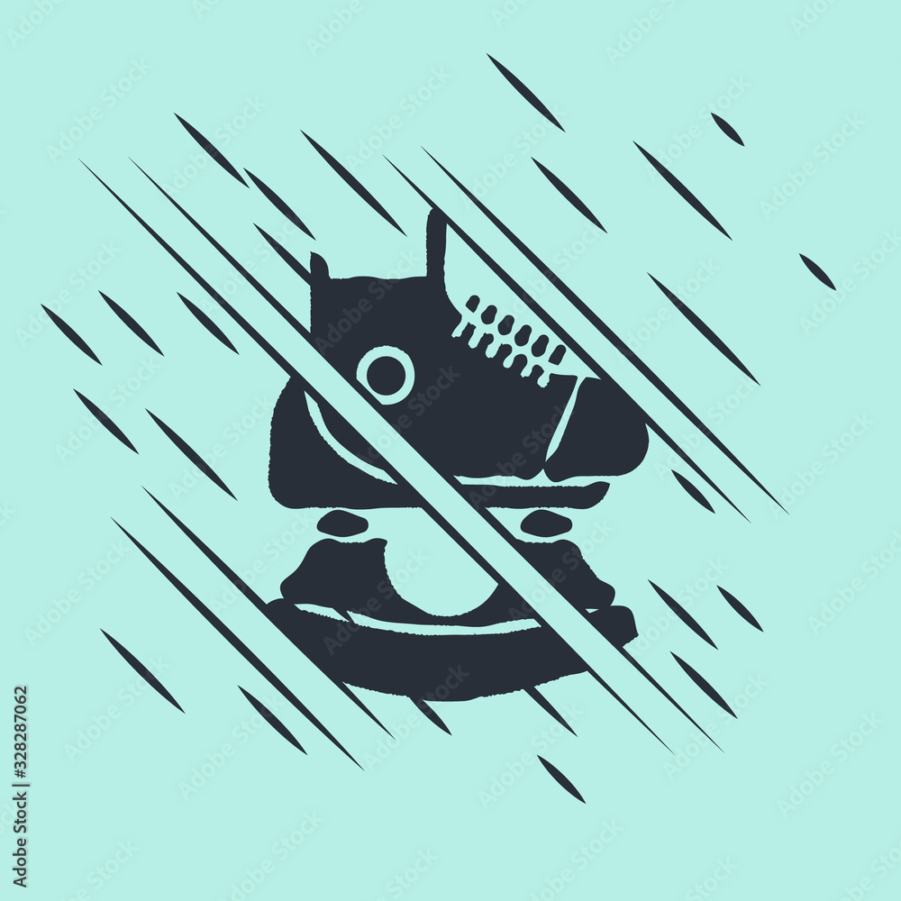 Black Skates icon isolated on green background. Ice skate shoes icon. Sport boots with blades. Glitc