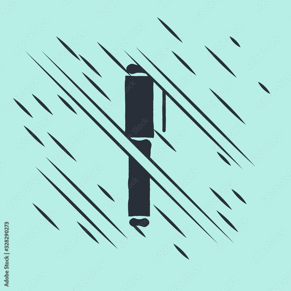 Black Pen icon isolated on green background. Glitch style. Vector Illustration