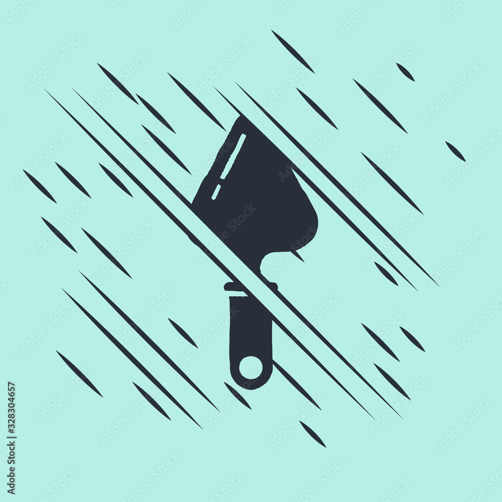 Black Trowel icon isolated on green background. Glitch style. Vector Illustration