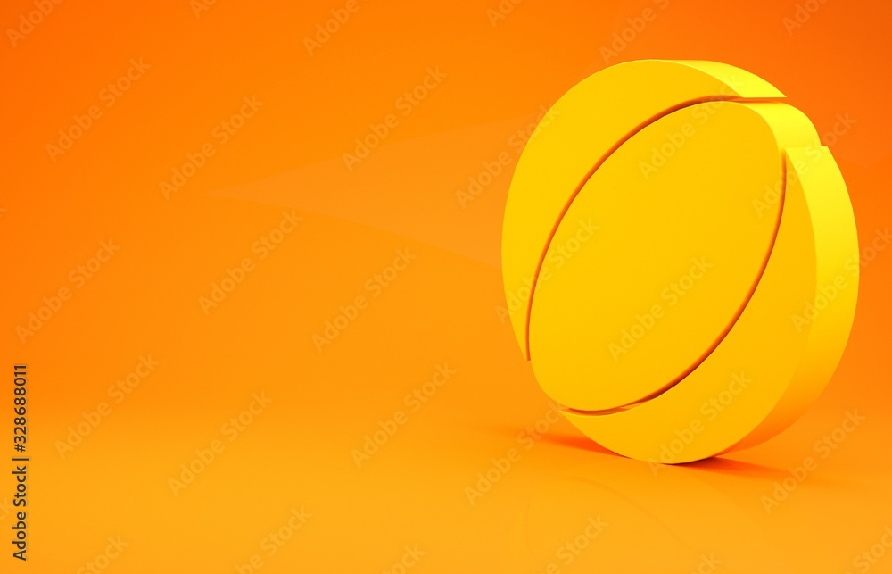 Yellow Beach ball icon isolated on orange background. Minimalism concept. 3d illustration 3D render