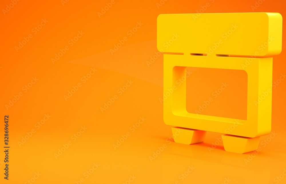 Yellow Fuse of electrical protection component icon isolated on orange background. Melting breaking 