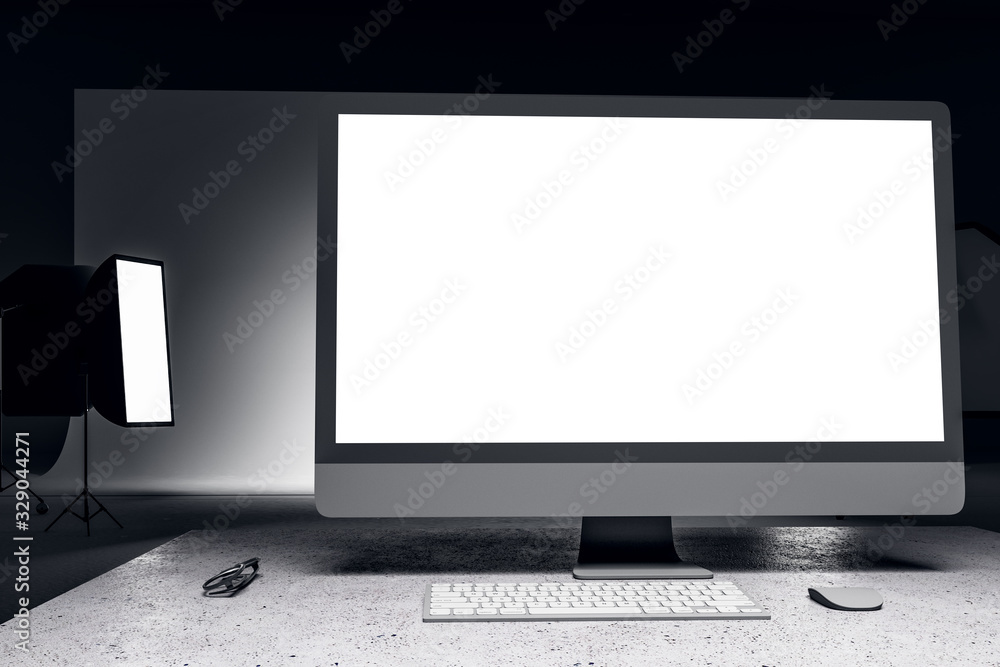 当代照相馆的白色电脑屏幕