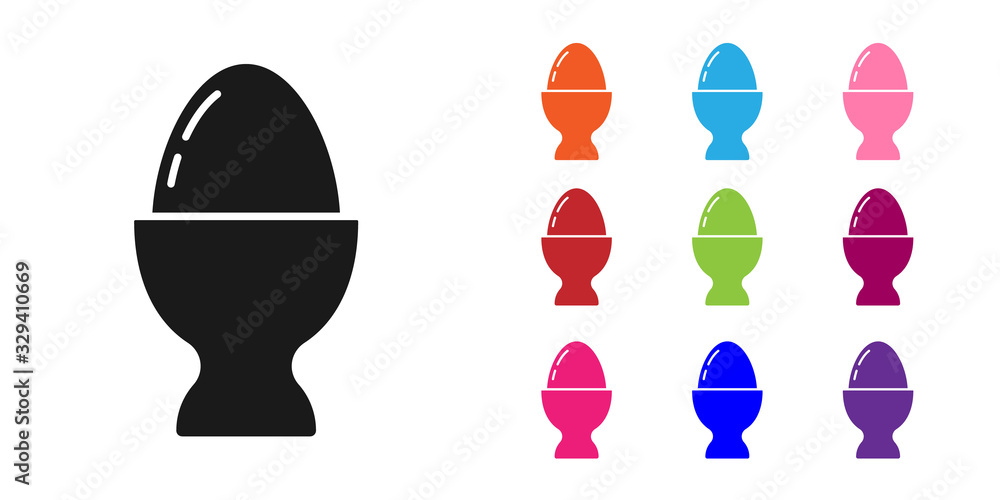 黑色复活节彩蛋放在白色背景上。复活节快乐。将图标设置为彩色。Vec