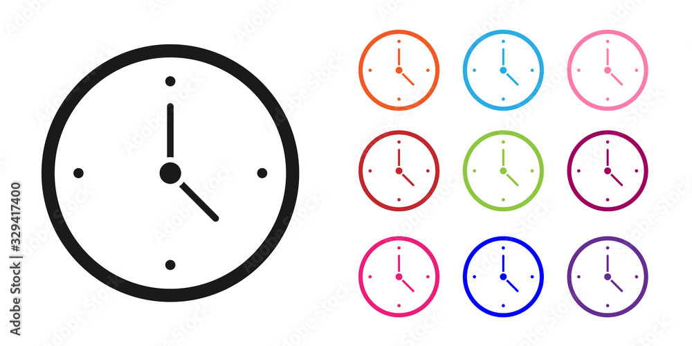 Black Fast time delivery icon isolated on white background. Timely service, stopwatch in motion, dea