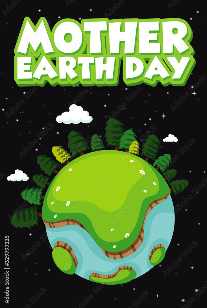 地球母亲日与世界在夜晚的海报设计