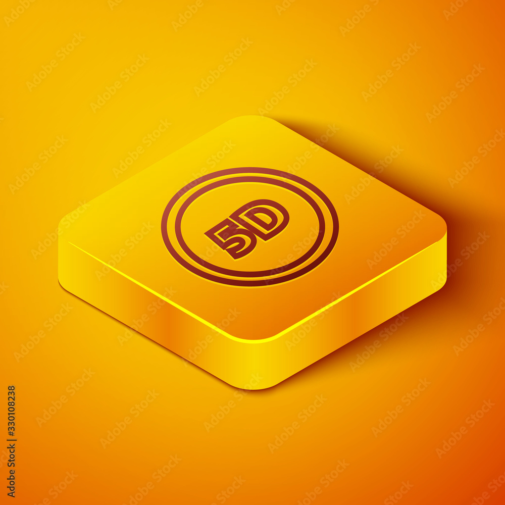 Isometric line 5d virtual reality icon isolated on orange background. Large three-dimensional logo. 