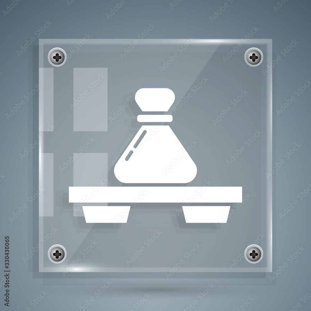 White Dumpling on cutting board icon isolated on grey background. Traditional chinese dish. Square g