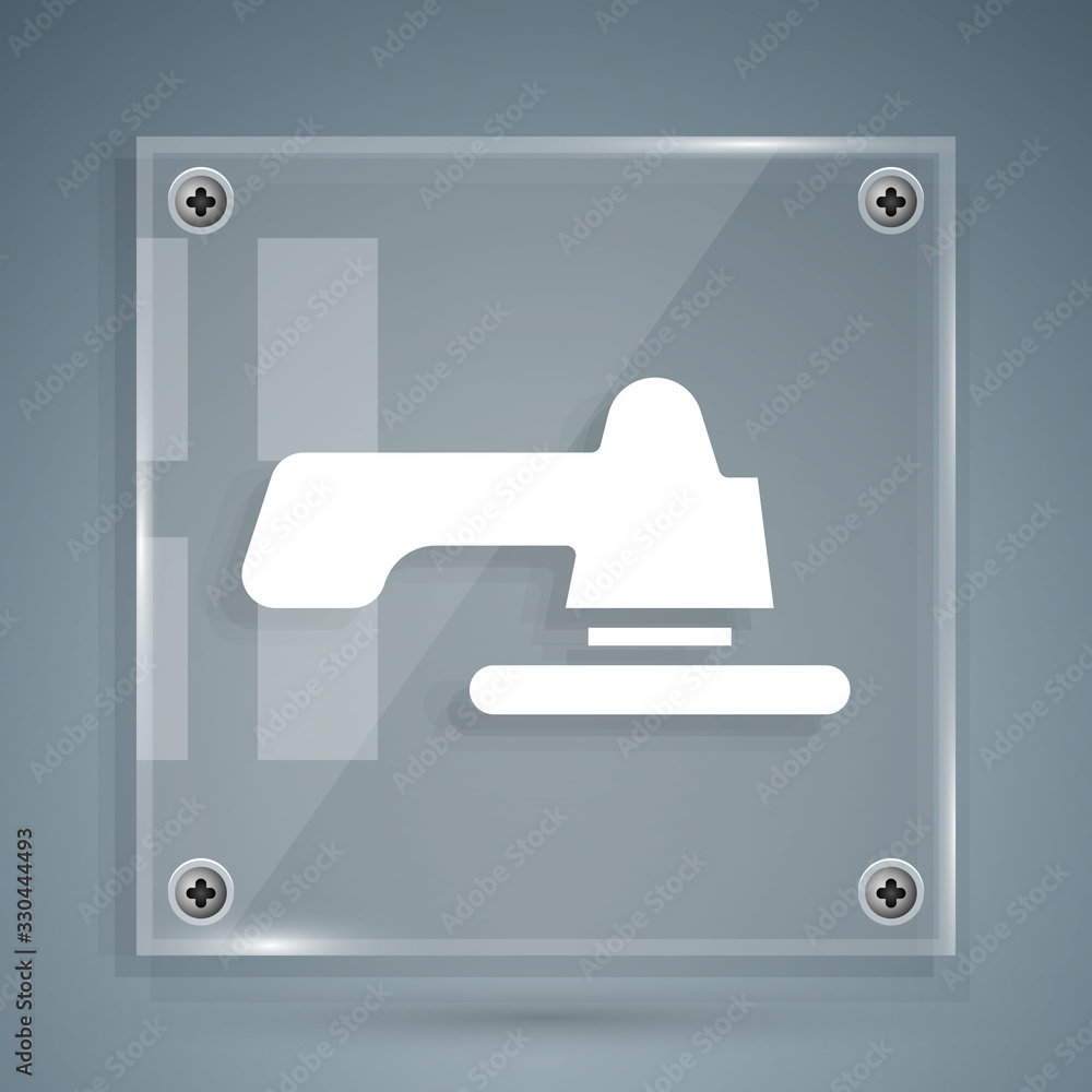 White Water tap icon isolated on grey background. Square glass panels. Vector Illustration