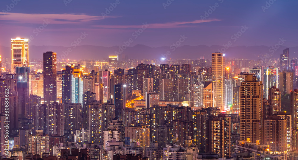 重庆建筑与城市天际线夜景……