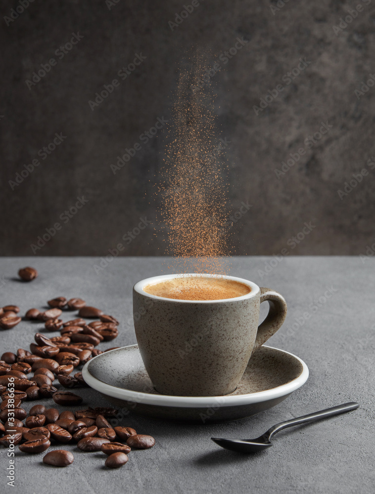 cinnamon splashes in a coffee mug