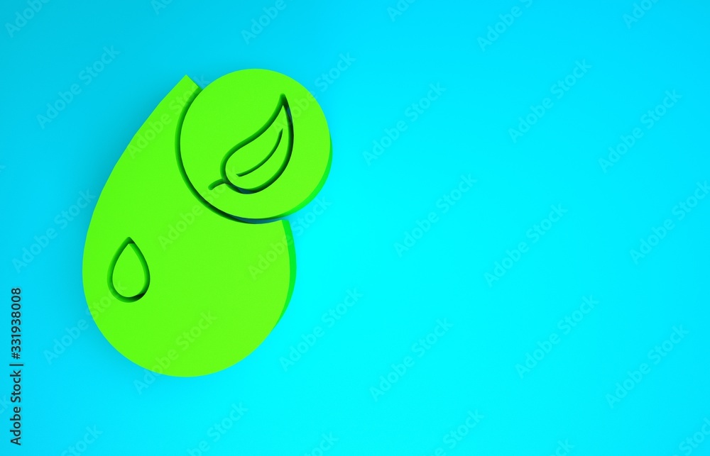Green Bio fuel icon isolated on blue background. Eco bio. Green environment and recycle. Minimalism 
