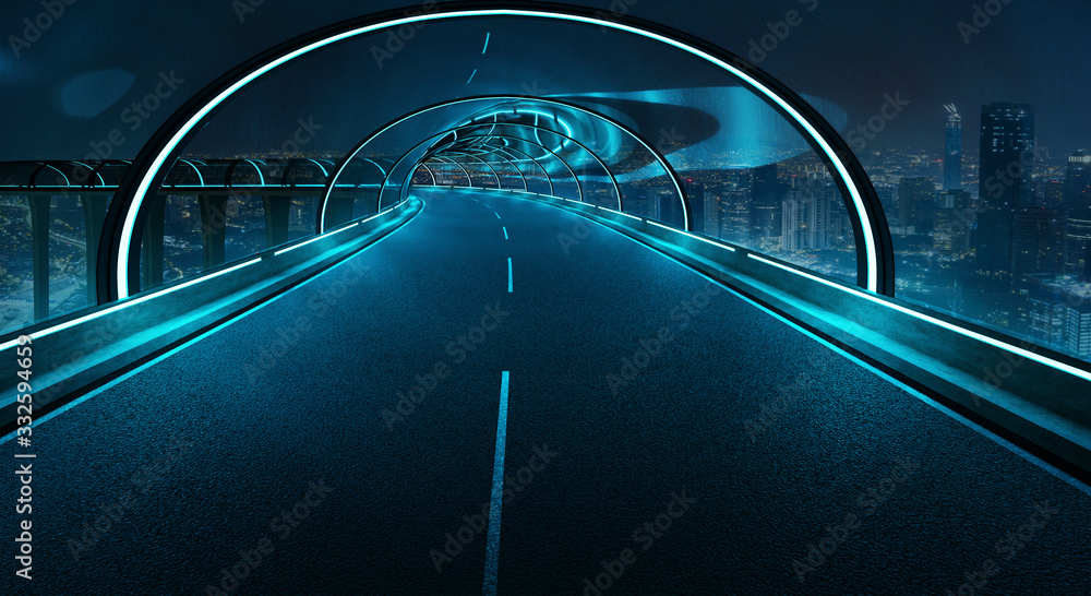 Futuristic design tunnel road