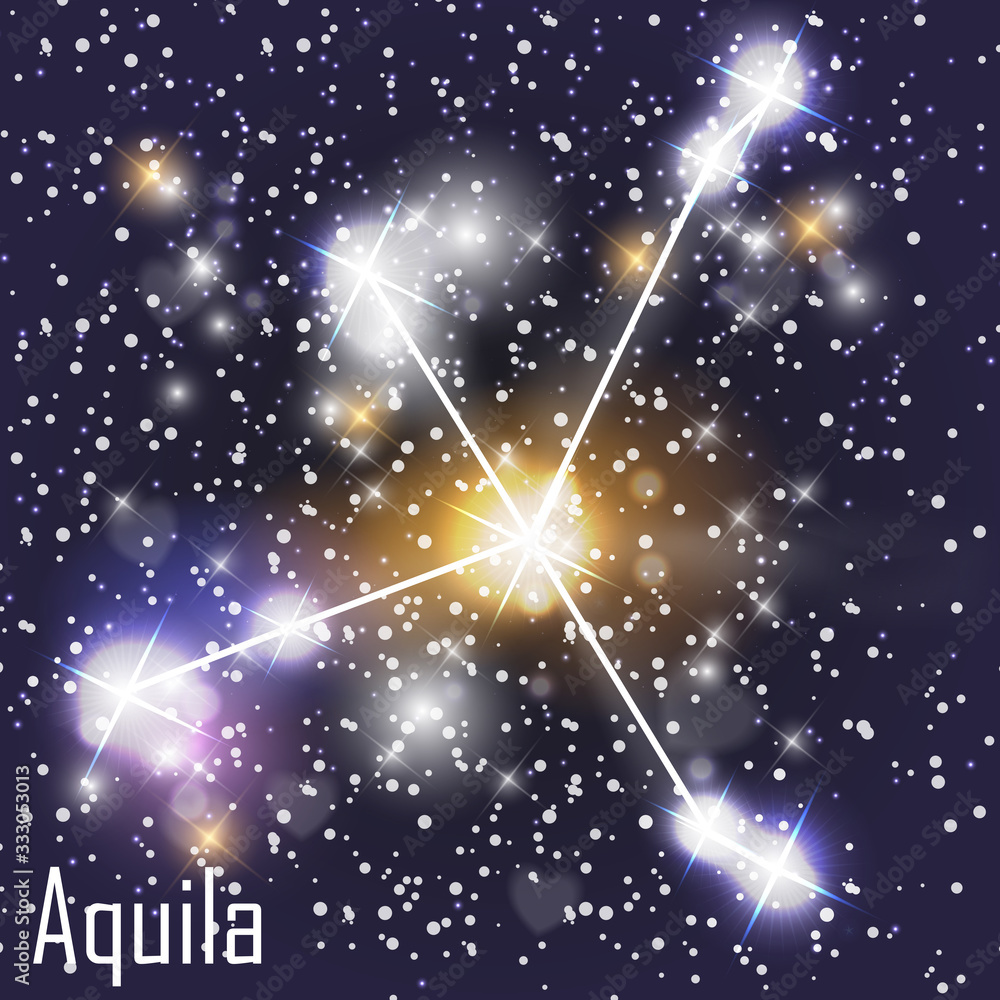 天鹰座，宇宙天空矢量图背景下有美丽明亮的恒星