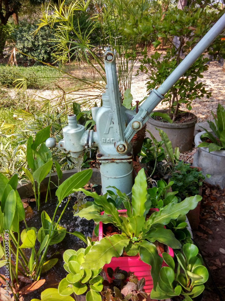 The old rocking pump used to decorate the outdoor garden.