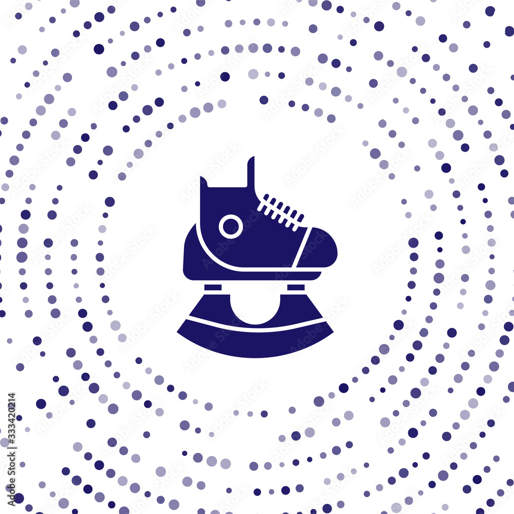 蓝色滑板图标隔离在白色背景上。滑冰鞋图标。带刀片的运动靴。Abstra
