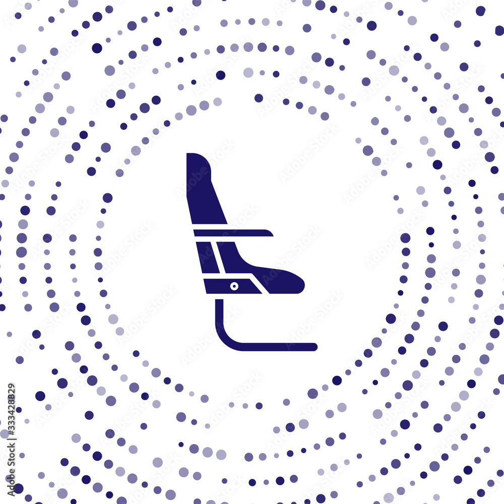 蓝色飞机座椅图标隔离在白色背景上。抽象圆形随机点。矢量插图