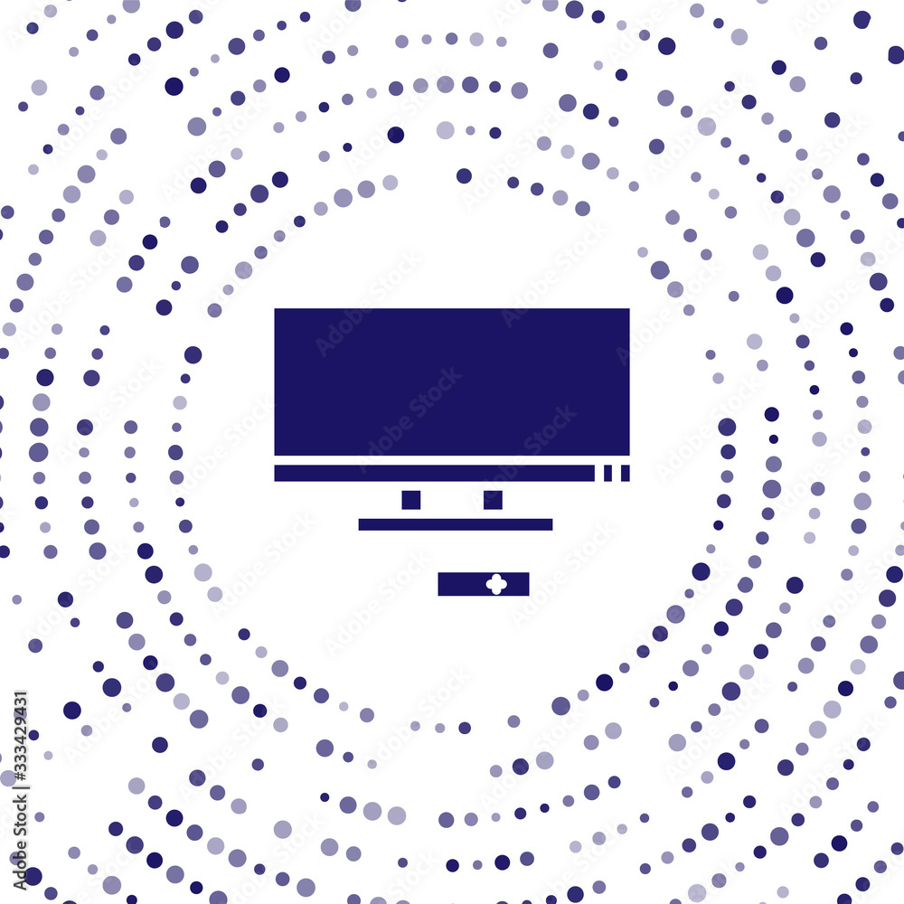 蓝色智能电视图标隔离在白色背景上。电视标志。抽象圆圈随机点。Vecto