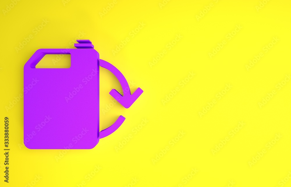Purple Eco fuel canister icon isolated on yellow background. Eco bio and barrel. Green environment a